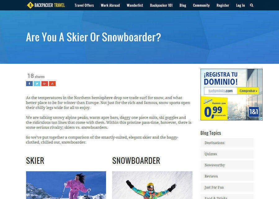 Backpacker Travel | Are You A Skier Or A Snowboarder?
