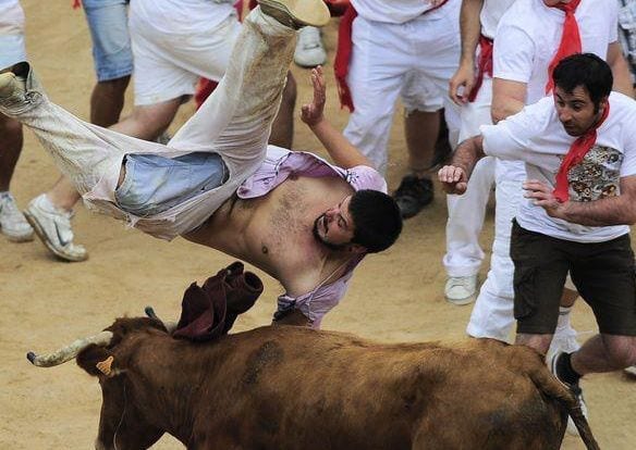 Man Realises Running With Bulls Is A Bad Idea